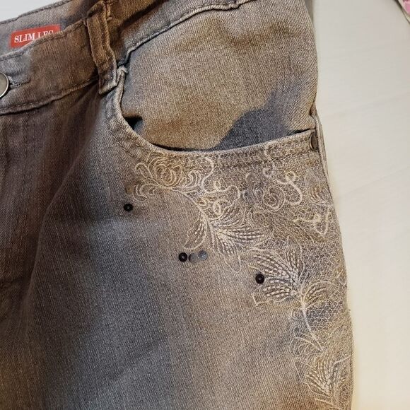 Style & Co Slim Leg Gray Sequin Jeans Sz 14 - Picture 4 of 8